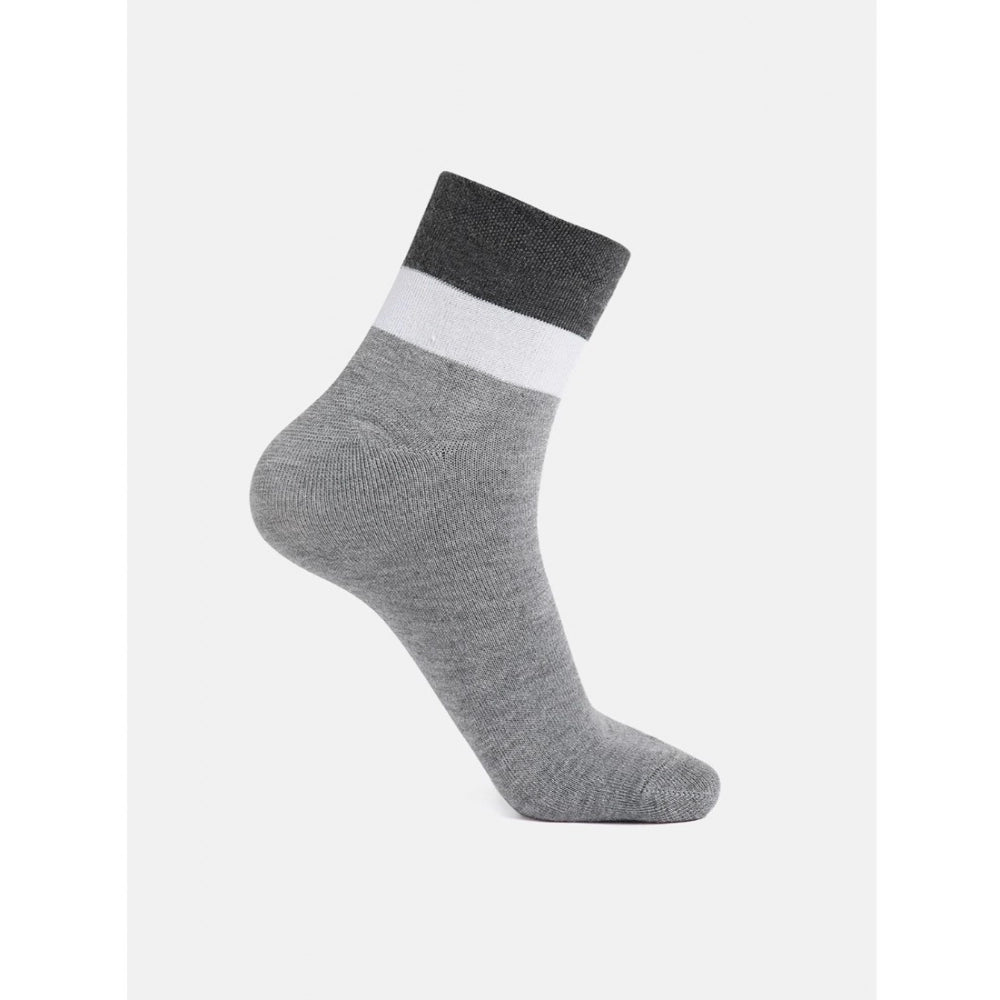 Assorted men's casual cotton blended ankle socks - solid pattern for comfortable wear