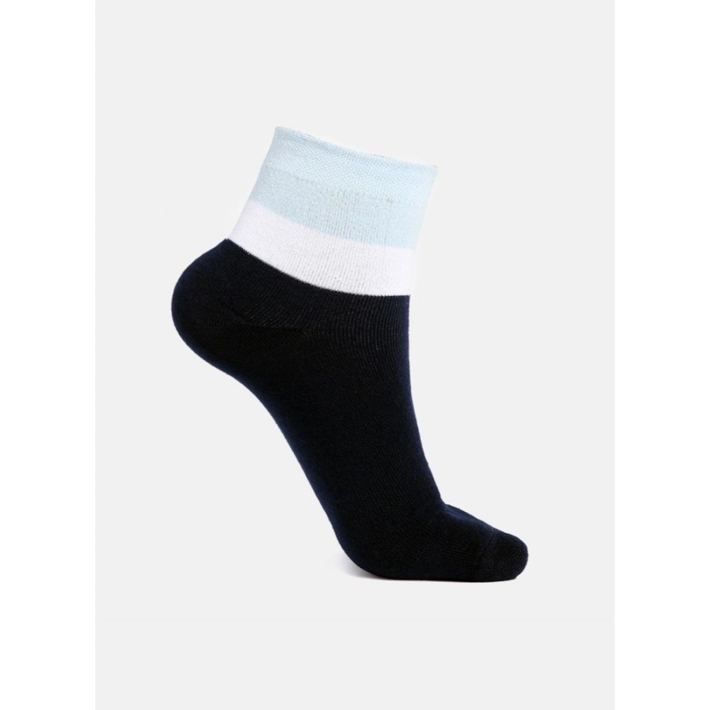 Assorted men's cotton blended solid ankle socks, 5 pairs for casual wear