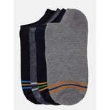 Gray cotton ankle socks with multi-colored stripes, 4 pairs.