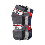 Gray patterned socks, men's casual cotton blend, with reindeer design.