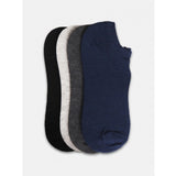 Navy & Grey cotton blended ankle socks, 4 pairs, casual, solid, ribbed design.