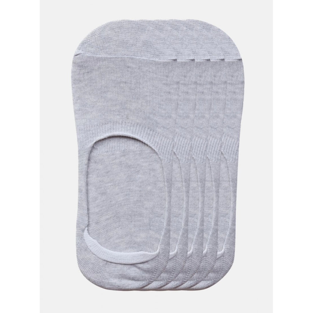5 Pairs Unisex Casual Cotton Blended Solid No-show Socks (Light Grey) - GillKart