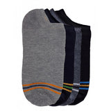 Gray cotton blended ankle socks, 4 pairs, printed with stripes.