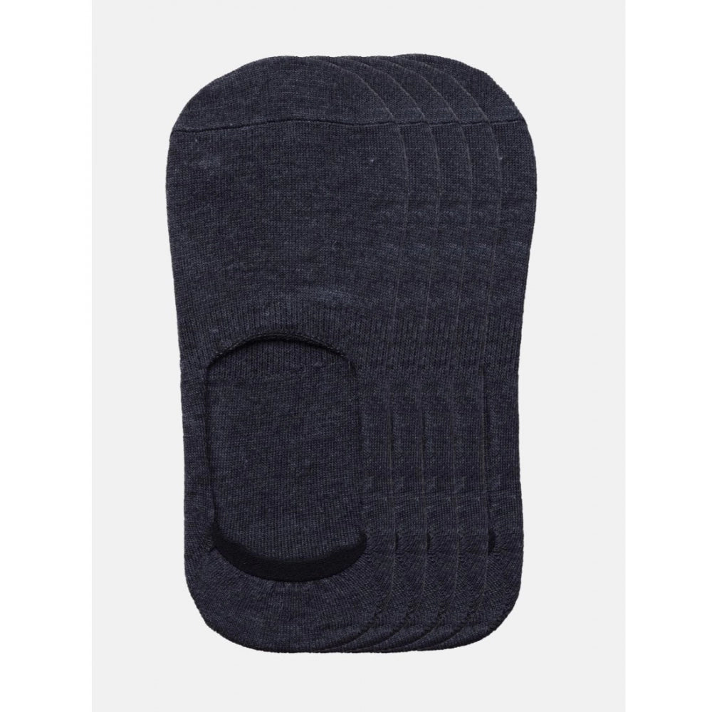 5 Pairs Unisex Casual Cotton Blended Solid No-show Socks (Dark Grey) - GillKart