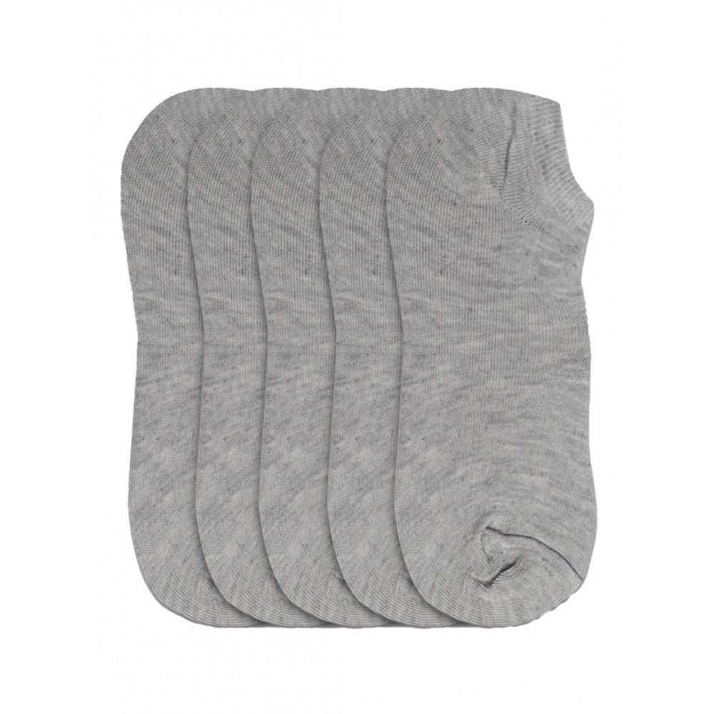 5 Pairs Unisex Casual Cotton Blended Solid Ankle length Socks (Light Grey) - GillKart