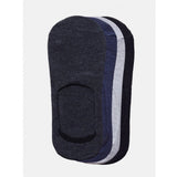 Navy no-show socks with silver stripe, cotton blend, unisex, 4 pairs.
