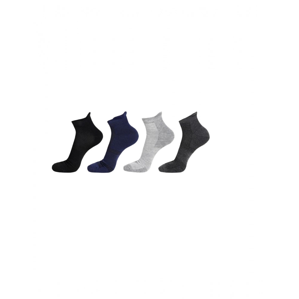 Assorted cotton-blend ankle socks (5 pairs), unisex solid pattern for men and women