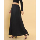 Black cotton solid petticoat for women's shapewear (full length)
