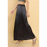 Black silk solid women's full-length petticoat for shapewear