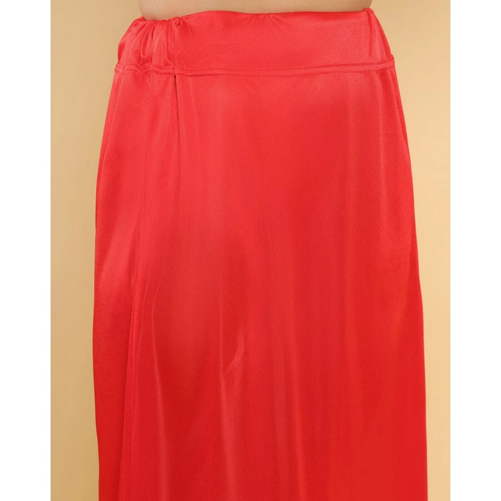 Red silk full-length petticoat for women's shapewear