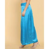 Blue silk full-length petticoat for women's shapewear