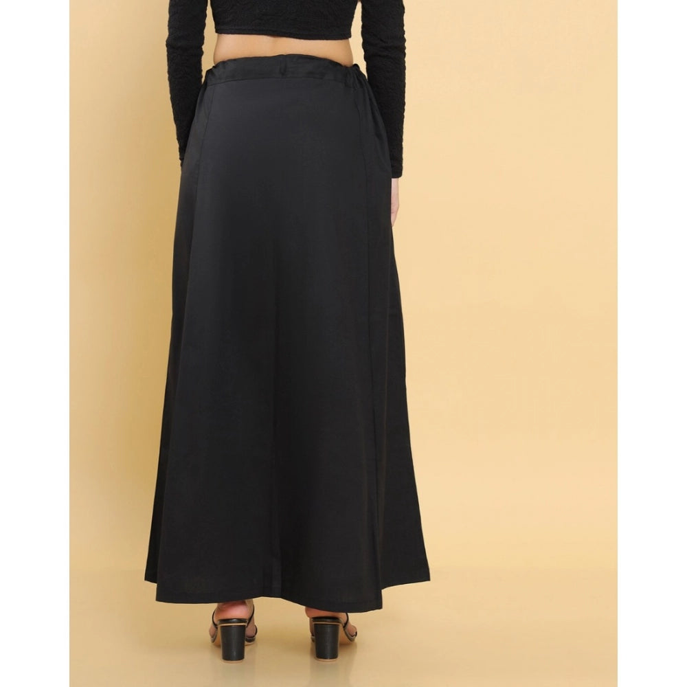 Black cotton solid women's petticoat for full-length shapewear