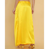 Yellow silk full-length petticoat for women's shapewear, solid design on mannequin