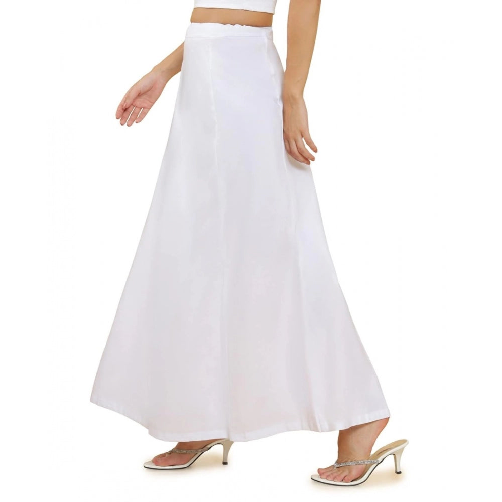 White cotton solid women's petticoat, full length shapewear on clothing hanger