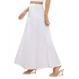 White cotton solid women's petticoat, full length shapewear on clothing hanger