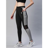 Women's Polyster Solid Sport Leggings (Black &amp; Grey) - GillKart