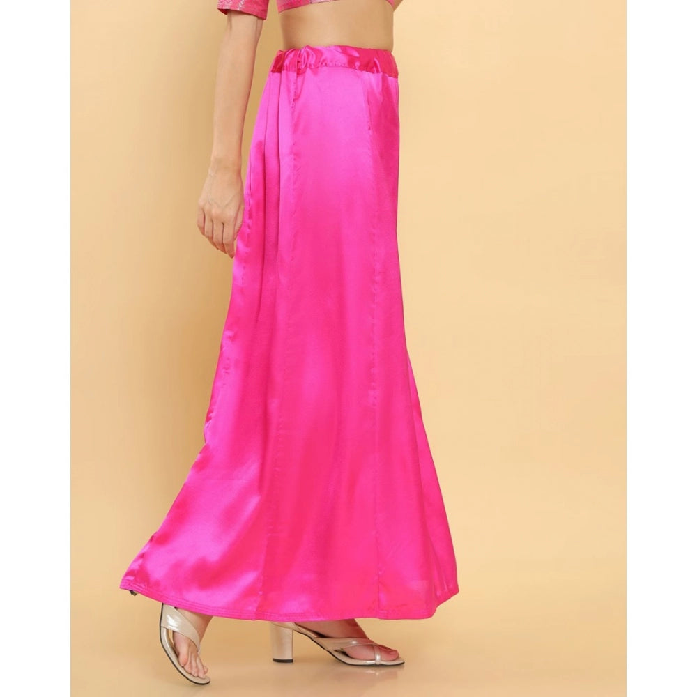 Pink silk full-length petticoat for women's shapewear