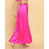Pink silk full-length petticoat for women's shapewear