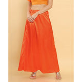 Orange silk women's full-length solid petticoat for shapewear