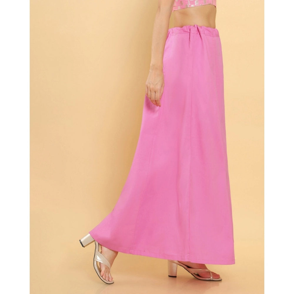 Pink cotton solid full-length petticoat for women's shapewear
