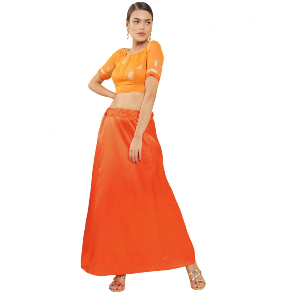 Orange silk full-length petticoat for women's shapewear