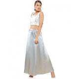 Grey silk full-length petticoat for women's shapewear