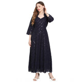 Navy Blue Embroidered Cotton Anarkali Kurti with 3/4th sleeves