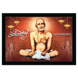 Multi-colored Shri Gajanan Maharaj painting, vinyl sparkle coated, lightweight water-resistant synthetic frame (14x20 inches)