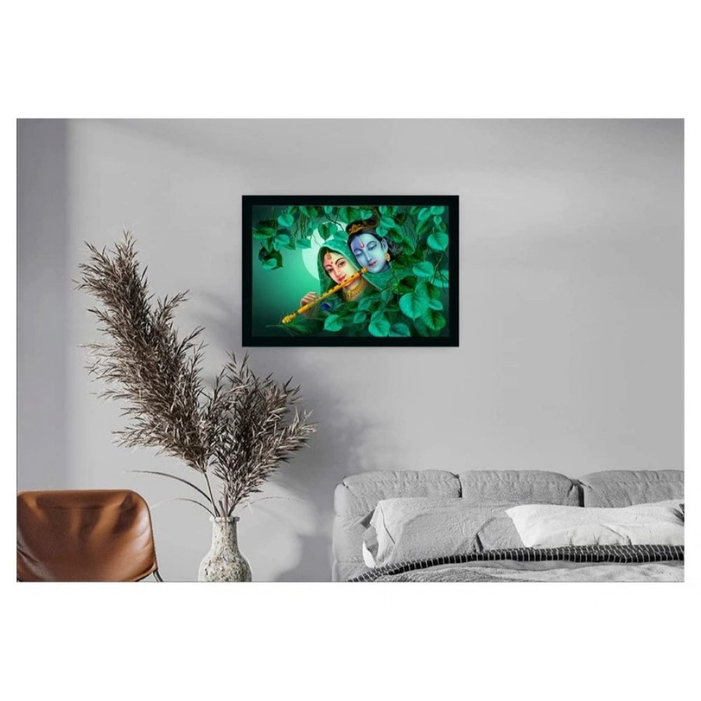 Radha Krishna Painting Vinyl Sparkle Coated with Synthetic Photo Frame (Multicolor)
