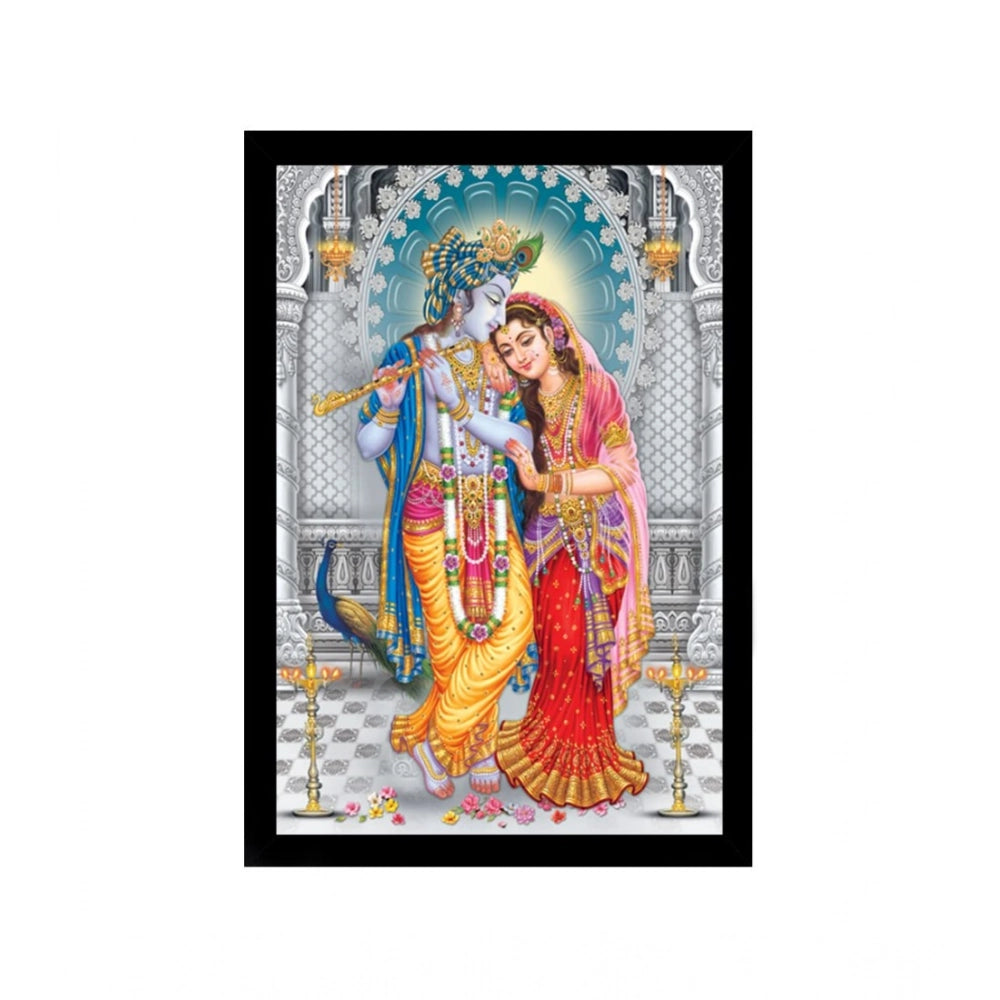 Multicolor synthetic-framed Radha Krishna painting on wall mount, lightweight and water-resistant