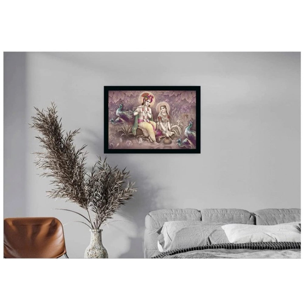 Radha Krishna Painting with Synthetic Photo Frame (Multicolor)