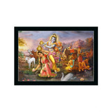 Radha Krishna Painting with Synthetic Photo Frame (Multicolor)