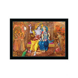 Radha Krishna Painting with Synthetic Photo Frame (Multicolor)