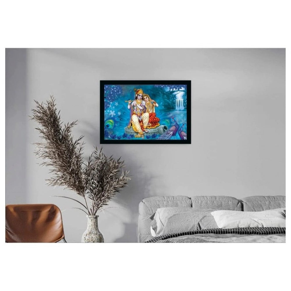 Radha Krishna Painting with Synthetic Photo Frame (Multicolor)