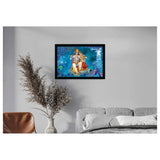 Radha Krishna Painting with Synthetic Photo Frame (Multicolor)