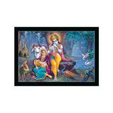 Radha Krishna Painting with Synthetic Photo Frame (Multicolor)