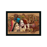 Radha Krishna Painting with Synthetic Photo Frame (Multicolor)