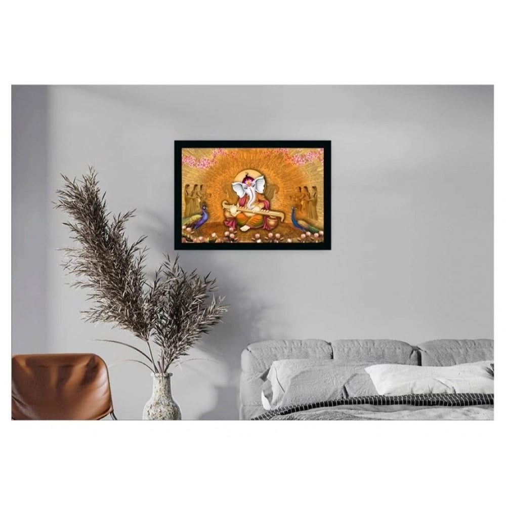Ganesh Photo with Synthetic Photo Frame (Multicolor)