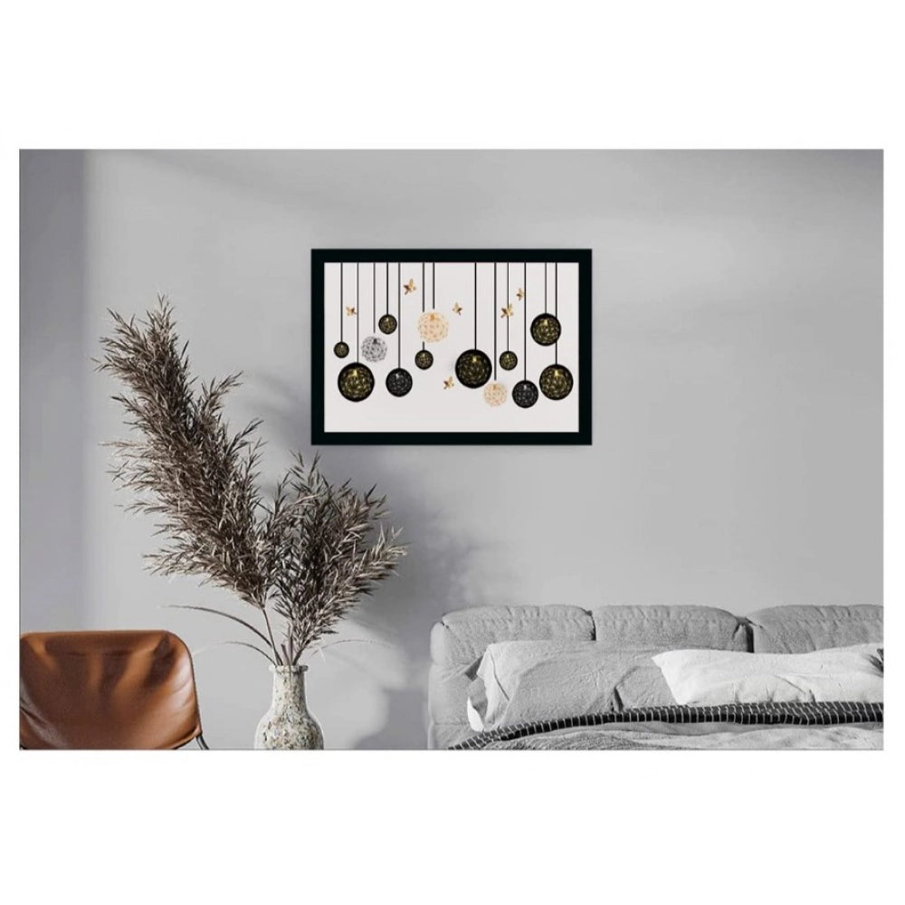 Flower Painting Vinyl Sparkle Coated with Synthetic Photo Frame (Multicolor)