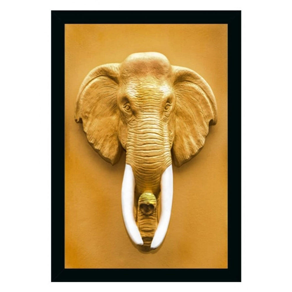 Multicolor elephant painting with synthetic sparkle coating, lightweight water-resistant framed art (14x20 inches)