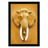 Multicolor elephant painting with synthetic sparkle coating, lightweight water-resistant framed art (14x20 inches)