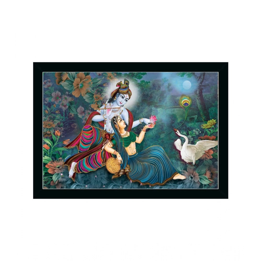 Radha Krishna Painting with Synthetic Photo Frame (Multicolor)