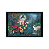 Radha Krishna Painting with Synthetic Photo Frame (Multicolor)