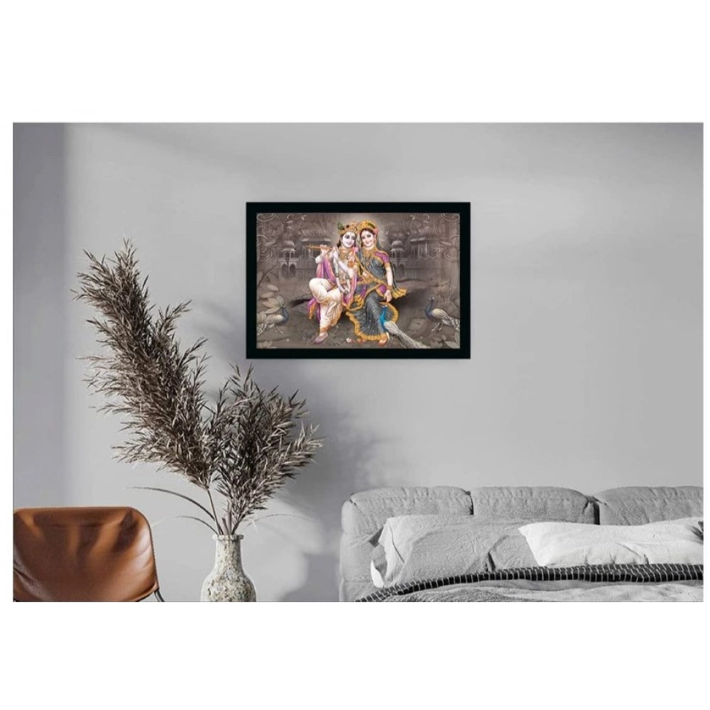 Radha Krishna Painting with Synthetic Photo Frame (Multicolor)