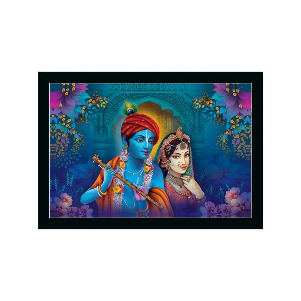 Radha Krishna Painting with Synthetic Photo Frame (Multicolor)