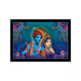 Radha Krishna Painting with Synthetic Photo Frame (Multicolor)