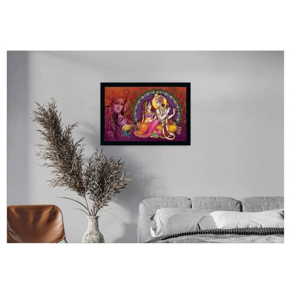 Radha Krishna Painting with Synthetic Photo Frame (Multicolor)