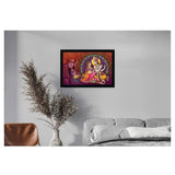 Radha Krishna Painting with Synthetic Photo Frame (Multicolor)