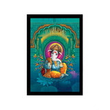 Multicolor synthetic framed Ganesh photo, rectangular lightweight water-resistant wall mount (14x20 inch)
