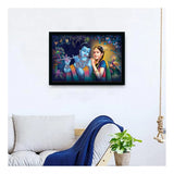 Radha Krishna Painting with Synthetic Photo Frame (Multicolor)